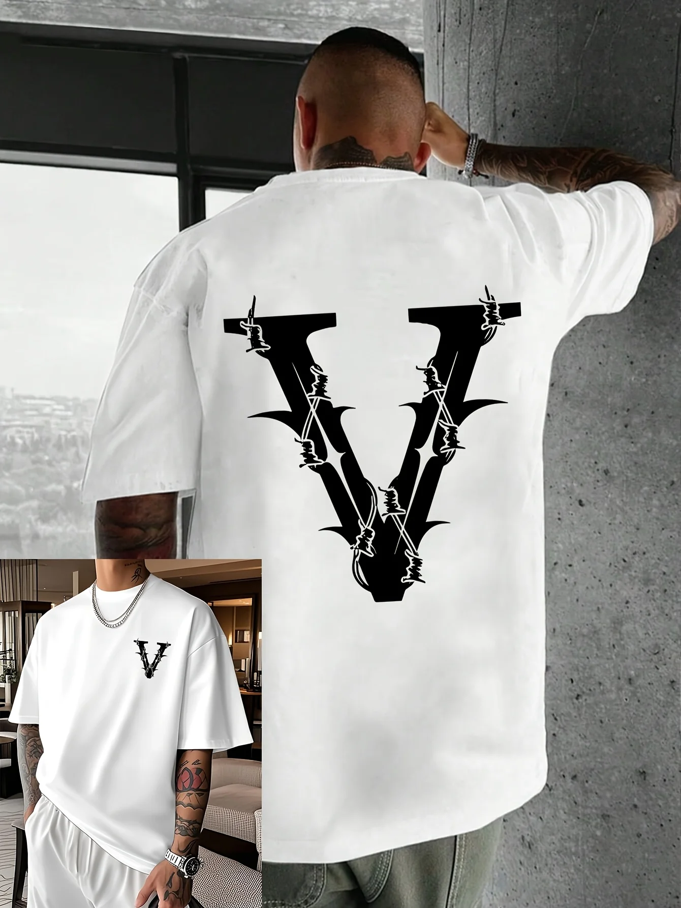 Men's Short-sleeve Breathable Quick-dry Skin-friendly T-shirt with V Letter Print Pattern, Casual and Versatile, Comfortable
Men's Short-sleeve Breathable Quick-dry Skin-friendly T-shirt with V Letter Print Pattern, Casual and Versatile, Comfortable