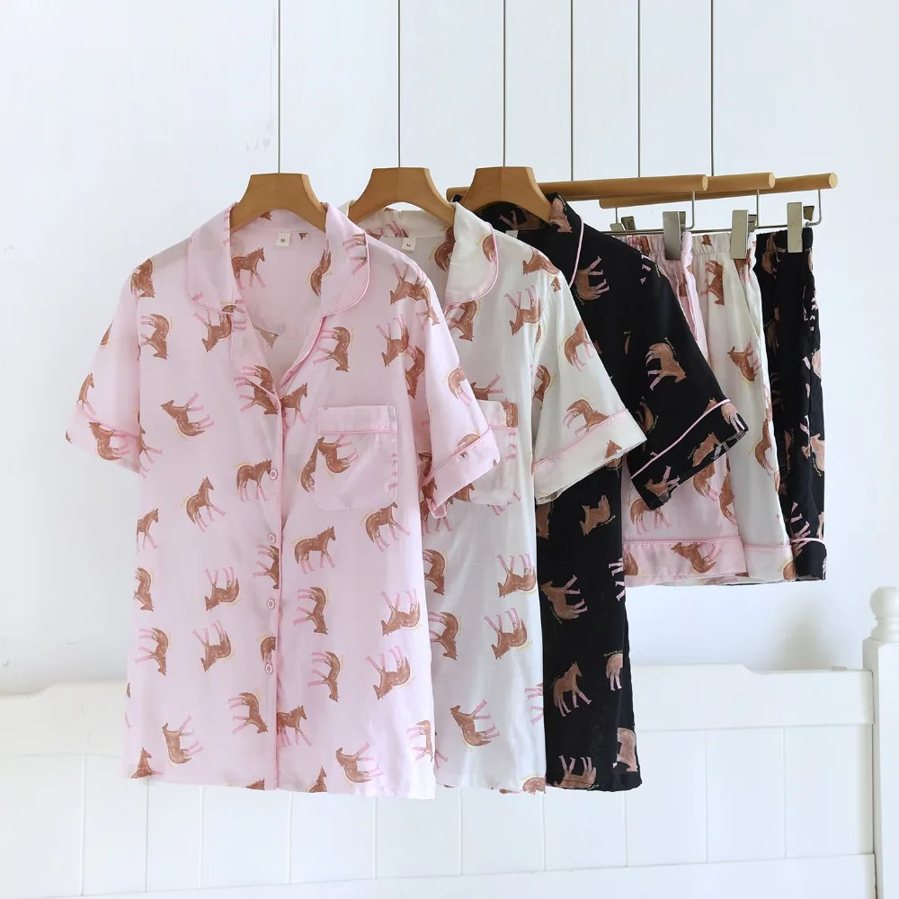100% Cotton Pajamas for Woman 2 Piece Set Night Wear for Ladies Summer Clothes Short Sleeve Sleepwear Pyjamas Woman Nightwear
100% Cotton Pajamas for Woman 2 Piece Set Night Wear for Ladies Summer Clothes Short Sleeve Sleepwear Pyjamas Woman Nightwear