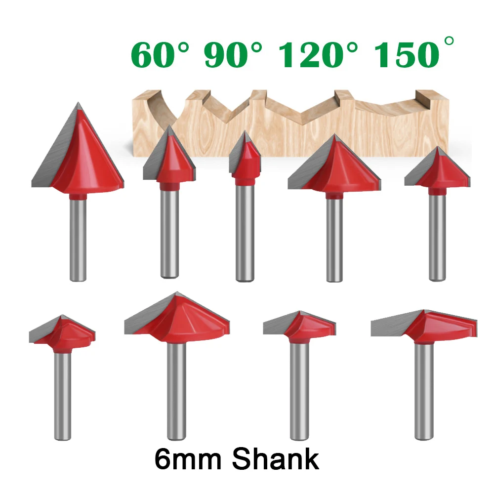 6mm Shank Router Bit CNC V Type Tools Wood Milling Cutter 3D Solid Carbide Carpentry Machine Woodworking 60 90 120 150 Degrees
6mm Shank Router Bit CNC V Type Tools Wood Milling Cutter 3D Solid Carbide Carpentry Machine Woodworking 60 90 120 150 Degrees