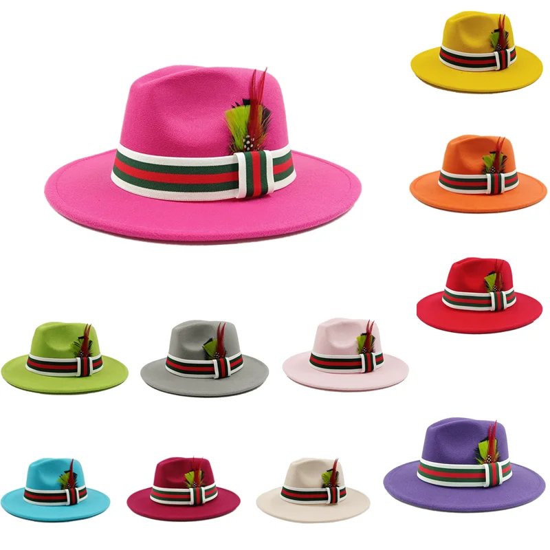 Colorful Feather Fedora Summer Women's Fedora Men's Fedora Panama Church Gentleman's Hat Autumn Winter Fedora Top Hat men cap
Colorful Feather Fedora Summer Women's Fedora Men's Fedora Panama Church Gentleman's Hat Autumn Winter Fedora Top Hat men cap