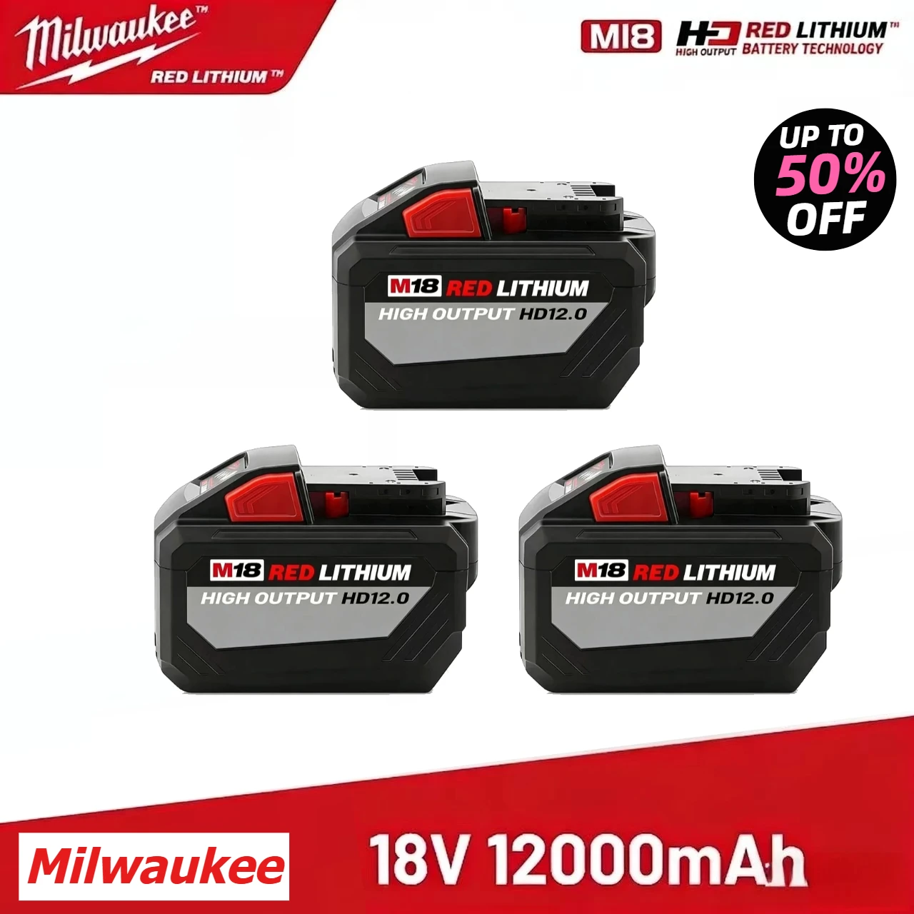 M18 5/6/8/12.0Ah Lithium-Ion Battery Milwaukee, Long Lasting Charge, Heavy Duty Power for Tough Jobs compatible with all tools.
M18 5/6/8/12.0Ah Lithium-Ion Battery Milwaukee, Long Lasting Charge, Heavy Duty Power for Tough Jobs compatible with all tools.