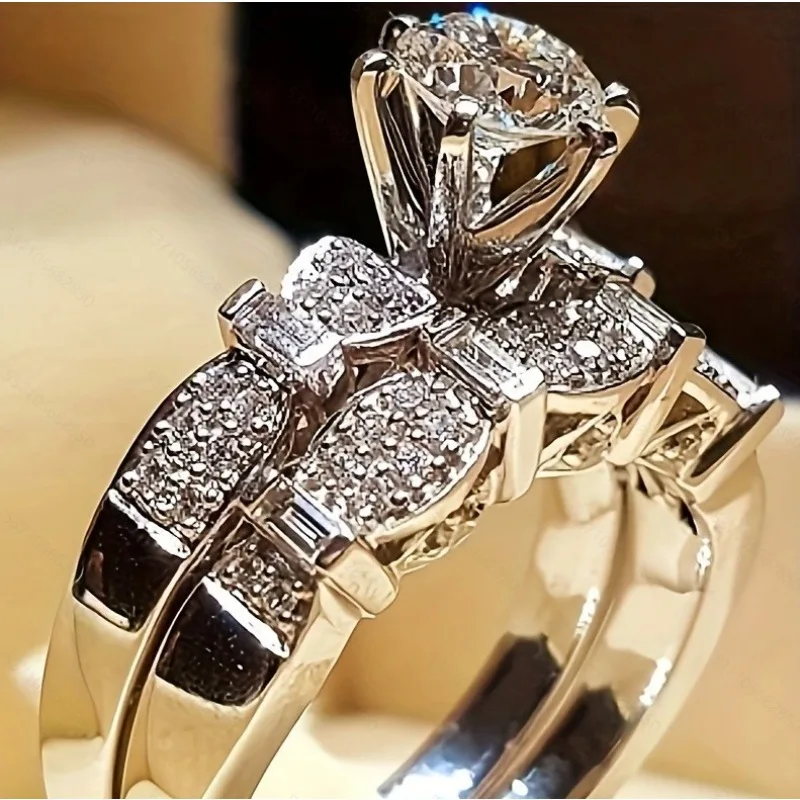 Exquisite Silver Color Flower Round Rings for Women White Stone Rings Set Jewelry Party Gift
Exquisite Silver Color Flower Round Rings for Women White Stone Rings Set Jewelry Party Gift