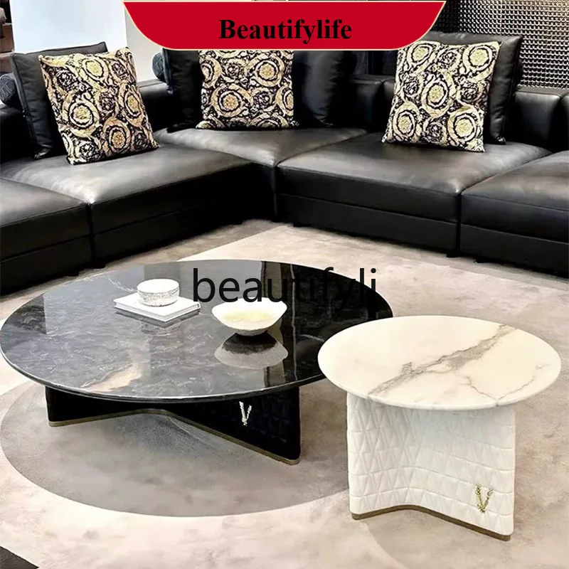 Natural marble round coffee table Italian simple light luxury luxury leather embroidery tea table
Natural marble round coffee table Italian simple light luxury luxury leather embroidery tea table