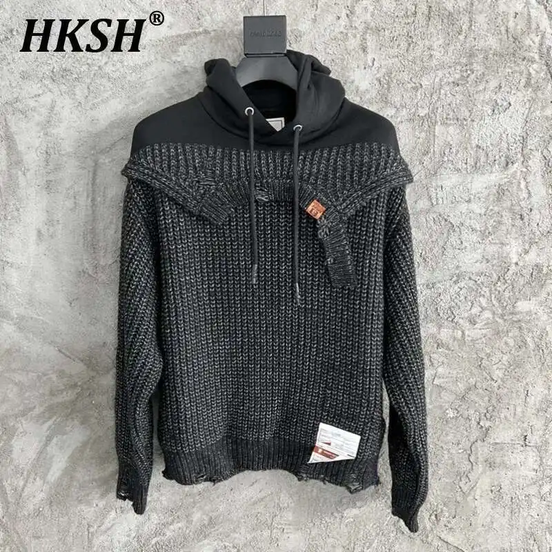 HKSH Spring Autumn Winter New Men's Tide Knitted Sweater Hooded Deconstruction Splicing Sweater Fake Two Pieces Hoodies HK2350
HKSH Spring Autumn Winter New Men's Tide Knitted Sweater Hooded Deconstruction Splicing Sweater Fake Two Pieces Hoodies HK2350