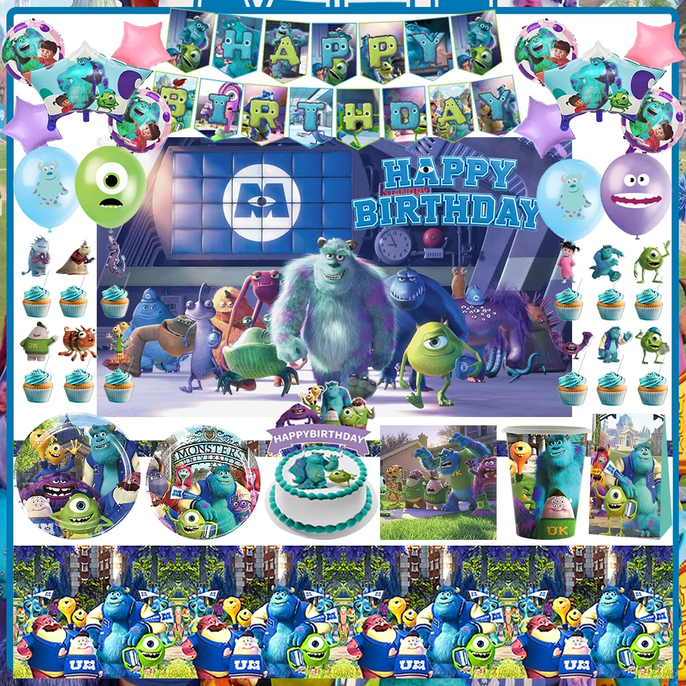 Monsters University Disposable Tableware Cartoon One-eyed Little Monster Balloon Happy Birthday Banner Party Decoration Supplies
Monsters University Disposable Tableware Cartoon One-eyed Little Monster Balloon Happy Birthday Banner Party Decoration Supplies