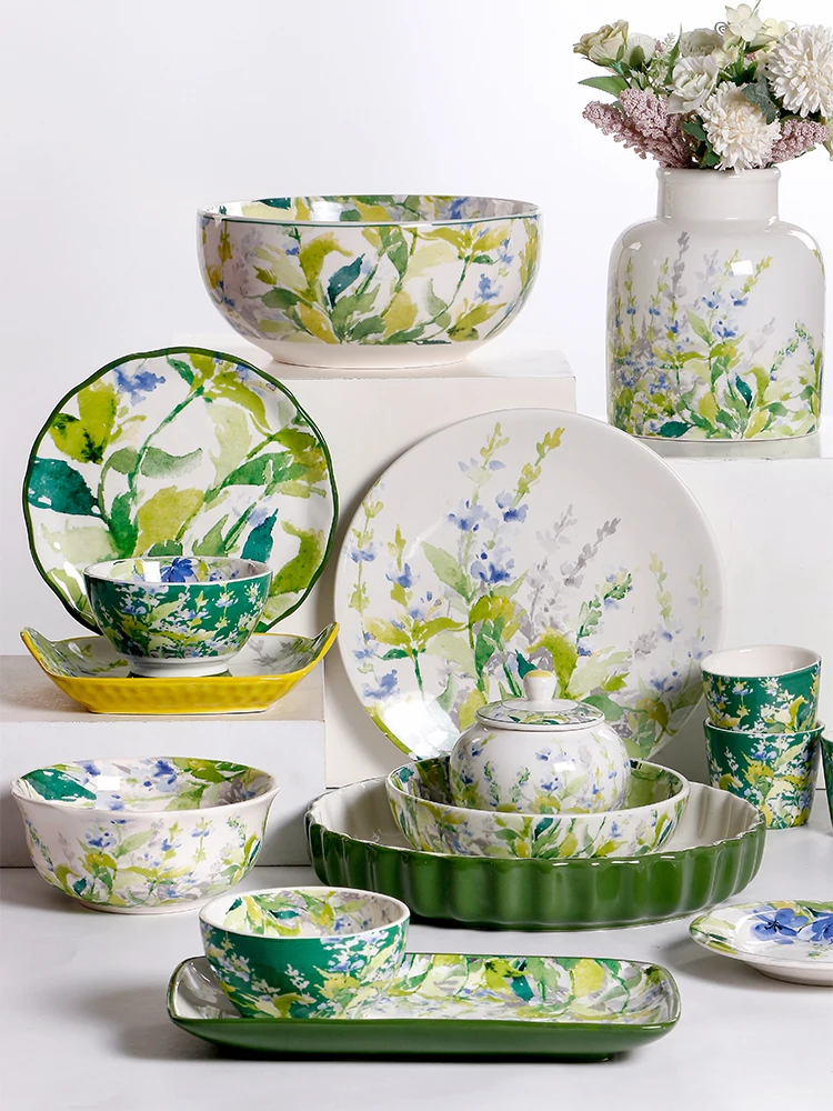 Rural Style Ceramic Plates, Creative Small and Fresh Dining Plates, Household Deep Dish Bowls, Green Circular Tableware
Rural Style Ceramic Plates, Creative Small and Fresh Dining Plates, Household Deep Dish Bowls, Green Circular Tableware