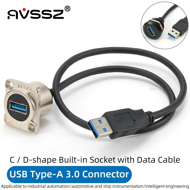 0.5-2m Metal USB 3.0 Data Extension Cable USB TypeA Connector Flush Mount Adapter Socket Wires for Phone Car Truck Moto Industry
0.5-2m Metal USB 3.0 Data Extension Cable USB TypeA Connector Flush Mount Adapter Socket Wires for Phone Car Truck Moto Industry