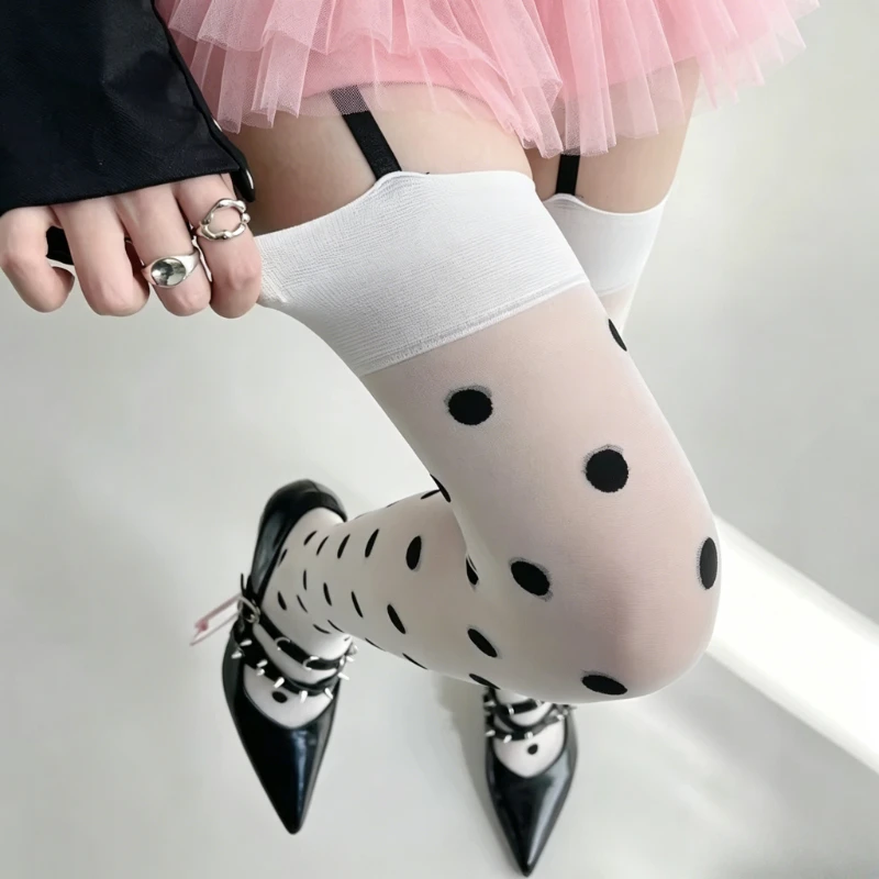 Y2K Lolita Polka Dot Suspender Thigh High Stockings Sexy Sheer White Tights with Garter Summer Ultra Thin Women's Overknee Socks
Y2K Lolita Polka Dot Suspender Thigh High Stockings Sexy Sheer White Tights with Garter Summer Ultra Thin Women's Overknee Socks