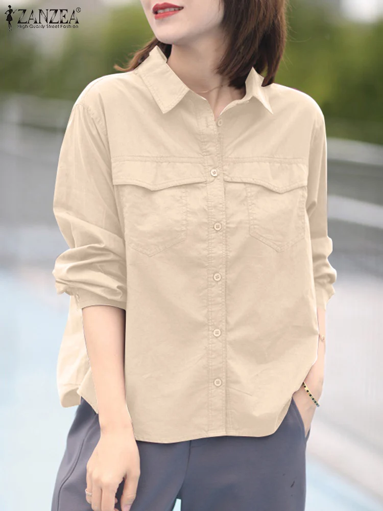 ZANZEA Casual Loose Solid Color Blusas Korean Women Office Shirt Fashion Lapel Neck Pocket Tops 2024 Spring Long Sleeve Blouse
ZANZEA Casual Loose Solid Color Blusas Korean Women Office Shirt Fashion Lapel Neck Pocket Tops 2024 Spring Long Sleeve Blouse