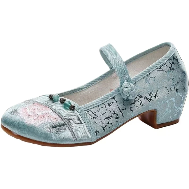 Women Silk Print Block Heel Cheongsma Shoes Spring Summer New Soft sole Round Toe Shallow Buckle Strap Ethnic Style Nude Shoes
Women Silk Print Block Heel Cheongsma Shoes Spring Summer New Soft sole Round Toe Shallow Buckle Strap Ethnic Style Nude Shoes