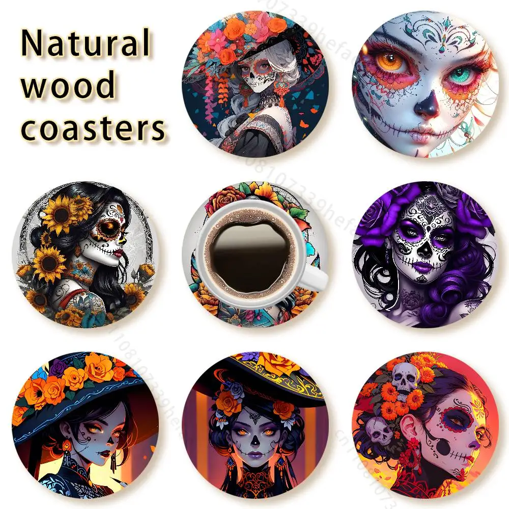 Деревянные подставки под чашки Skull Girl Catrina с противоскользящим покрытием, подходящие для украшения дома, офиса и тематических вечеринок.
Деревянные подставки под чашки Skull Girl Catrina с противоскользящим покрытием, подходящие для украшения дома, офиса и тематических вечеринок.