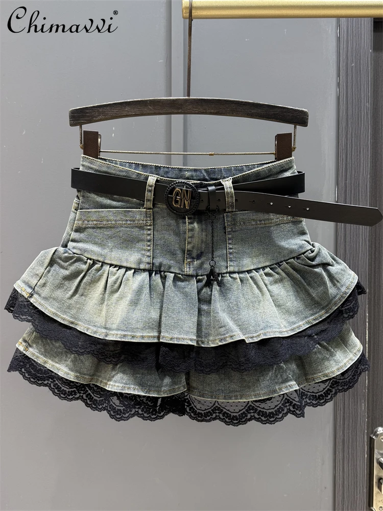 Fashion Lace Splicing Denim Cake Skirt Women's Spring and Summer New Retro Spice Girl High Waist Elegant Women's A-line Skirts
Fashion Lace Splicing Denim Cake Skirt Women's Spring and Summer New Retro Spice Girl High Waist Elegant Women's A-line Skirts