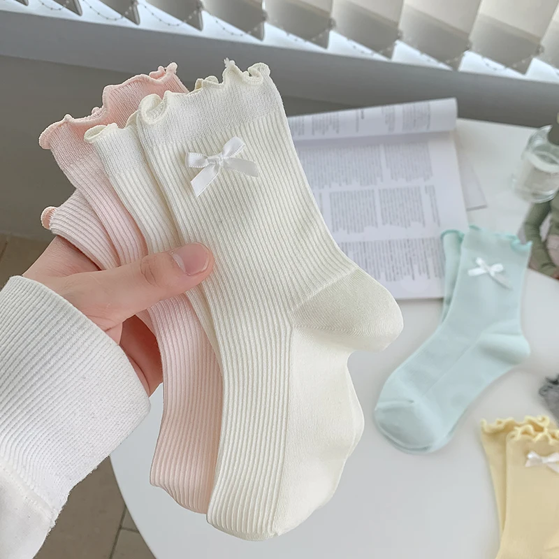 Socks For Women New Candy Color Sweet Bow Crew Socks Casual Preppy Style Korean Fashion Breathable Frilly Ruffle Socks Cotton
Socks For Women New Candy Color Sweet Bow Crew Socks Casual Preppy Style Korean Fashion Breathable Frilly Ruffle Socks Cotton