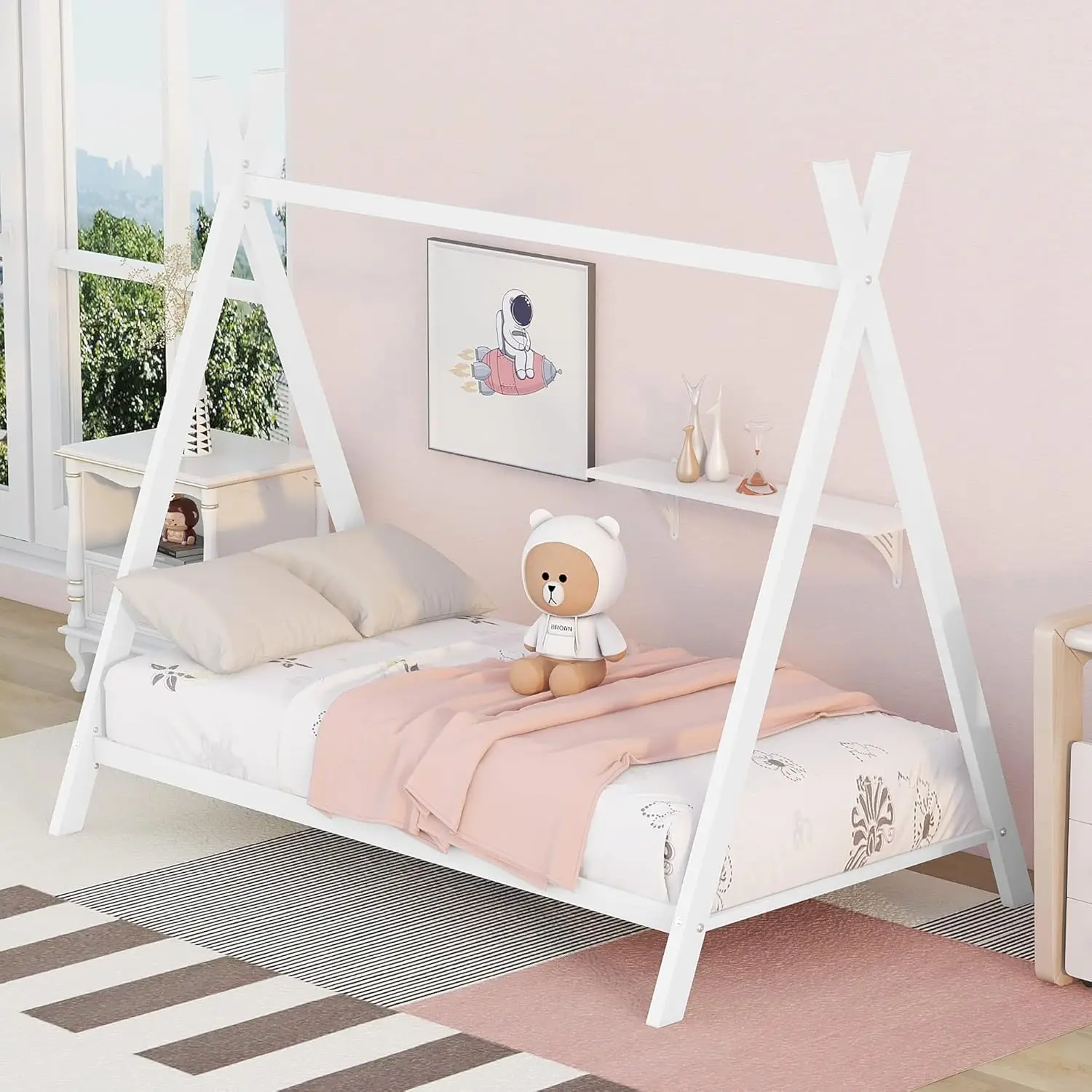 Twin House Bed For Kids, Metal Montessori Bed Tent Bed Frame Floor Play House Bed With Slat For Girls Boys, No Box Spring Ned -
Twin House Bed For Kids, Metal Montessori Bed Tent Bed Frame Floor Play House Bed With Slat For Girls Boys, No Box Spring Ned -