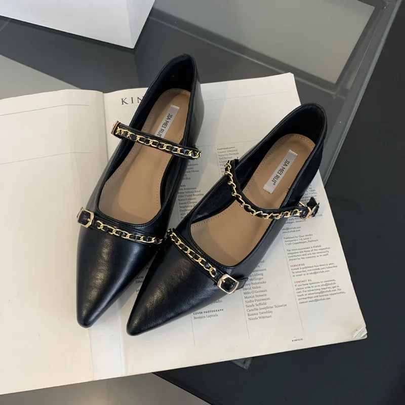 French Flat Pointed Single Shoe Women's Shoes Spring And Autumn New Metal Chain Versatile Mary Jane Shoes Single Shoe Women
French Flat Pointed Single Shoe Women's Shoes Spring And Autumn New Metal Chain Versatile Mary Jane Shoes Single Shoe Women