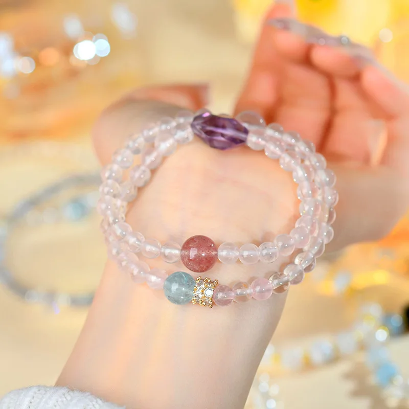 Natural Amethyst Freeform Double Circle Love Peach Pink Small Women'S Bracelet
Natural Amethyst Freeform Double Circle Love Peach Pink Small Women'S Bracelet