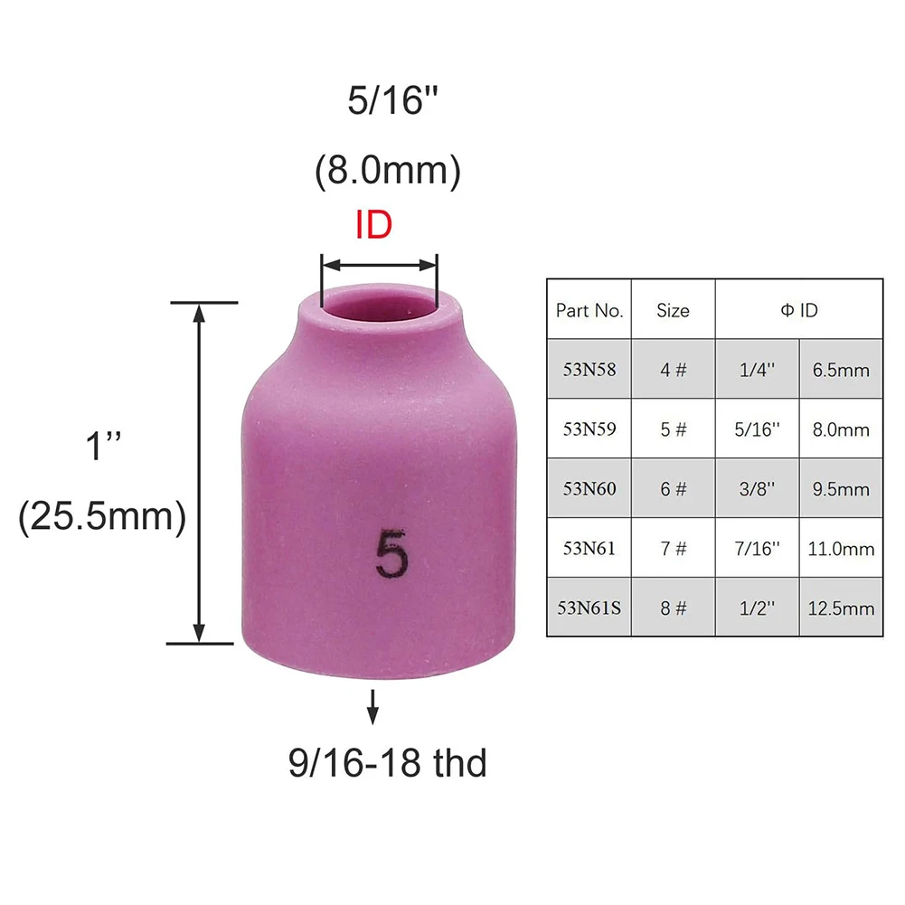 5PK TIG Gas Lens Alumina Nozzle Ceramic Cup Durable Material Compatible with For SR WP 92025 TIG Welding Torch 5pcs
5PK TIG Gas Lens Alumina Nozzle Ceramic Cup Durable Material Compatible with For SR WP 92025 TIG Welding Torch 5pcs