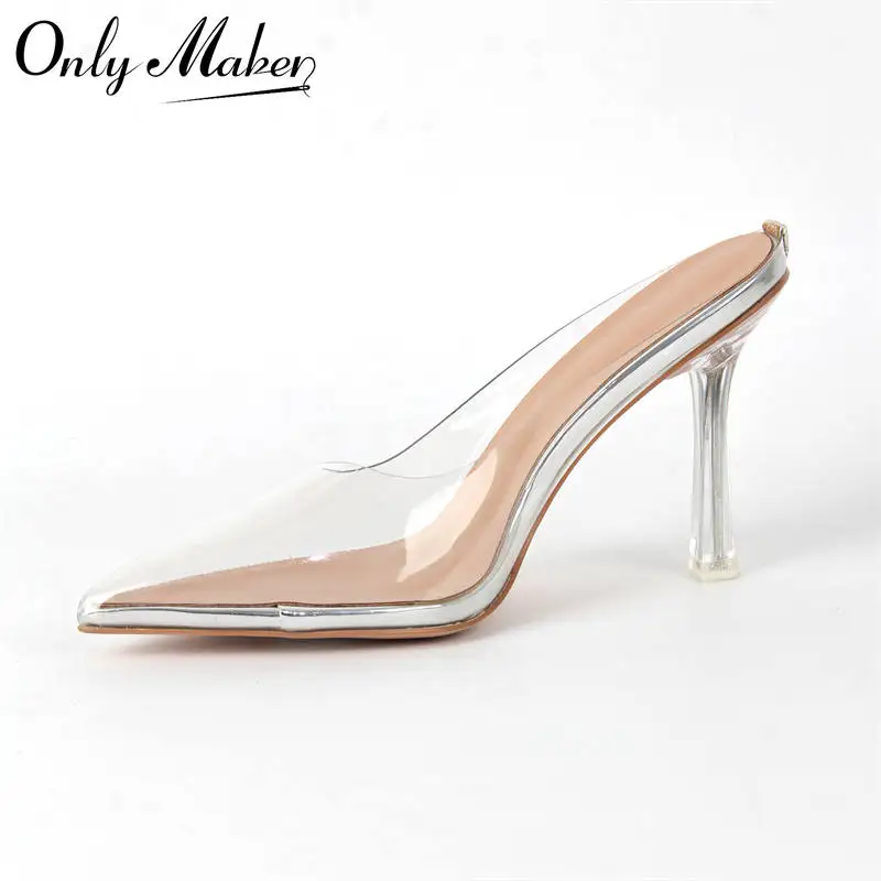 Onlymaker Women Pointed Toe PVC Transparent Heels Clear High Close Toe Slip On Metal Heel Dressy Mules
Onlymaker Women Pointed Toe PVC Transparent Heels Clear High Close Toe Slip On Metal Heel Dressy Mules