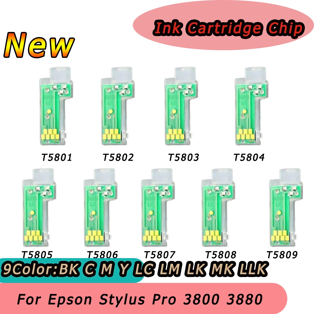 9 цветов T5801-T5809 чипы картриджа с чернилами для Epson Stylus Pro 3800 3880 постоянный чип датчика ARC чип автоматического сброса
9 цветов T5801-T5809 чипы картриджа с чернилами для Epson Stylus Pro 3800 3880 постоянный чип датчика ARC чип автоматического сброса