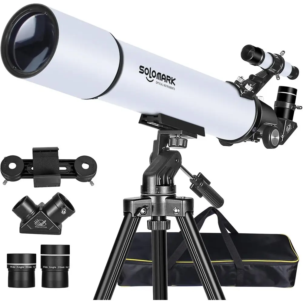 High-Powered 80mm Aperture 900mm Focal Length Refractor Telescope for Adults and Beginners, Portable with Carry Bag and Adapter
High-Powered 80mm Aperture 900mm Focal Length Refractor Telescope for Adults and Beginners, Portable with Carry Bag and Adapter