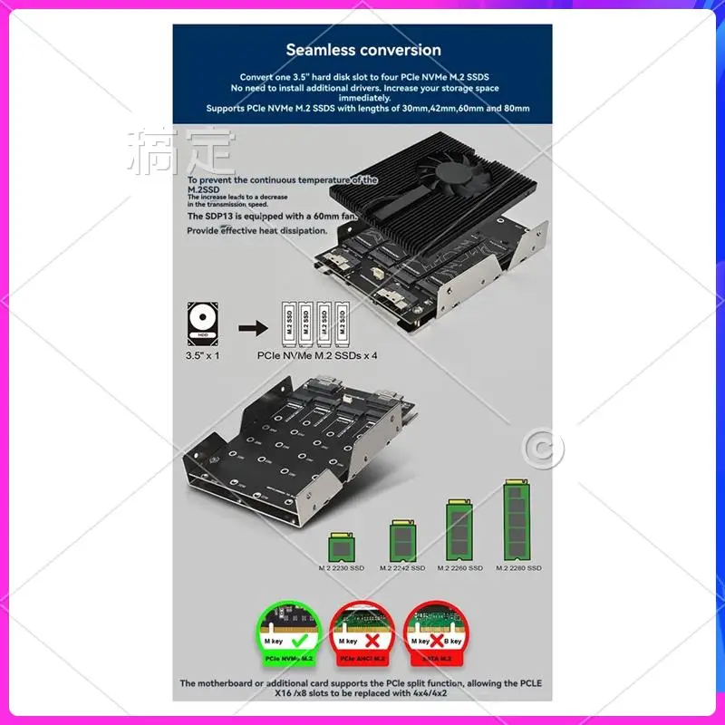 Жесткий диск ABT-3,5 дюйма SSD для адаптера 4X PCLE Nvme M.2 SSDx4 с вентилятором 60 мм Sata 15Pin Led поддерживает PCLE 4,0 64 Гбит/с
Жесткий диск ABT-3,5 дюйма SSD для адаптера 4X PCLE Nvme M.2 SSDx4 с вентилятором 60 мм Sata 15Pin Led поддерживает PCLE 4,0 64 Гбит/с