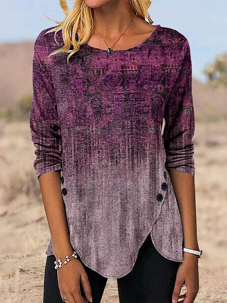 Женская повседневная длинная футболка свободного кроя с креативным принтом и нерегулярным подолом, летний топ с пуговицами
Женская повседневная длинная футболка свободного кроя с креативным принтом и нерегулярным подолом, летний топ с пуговицами