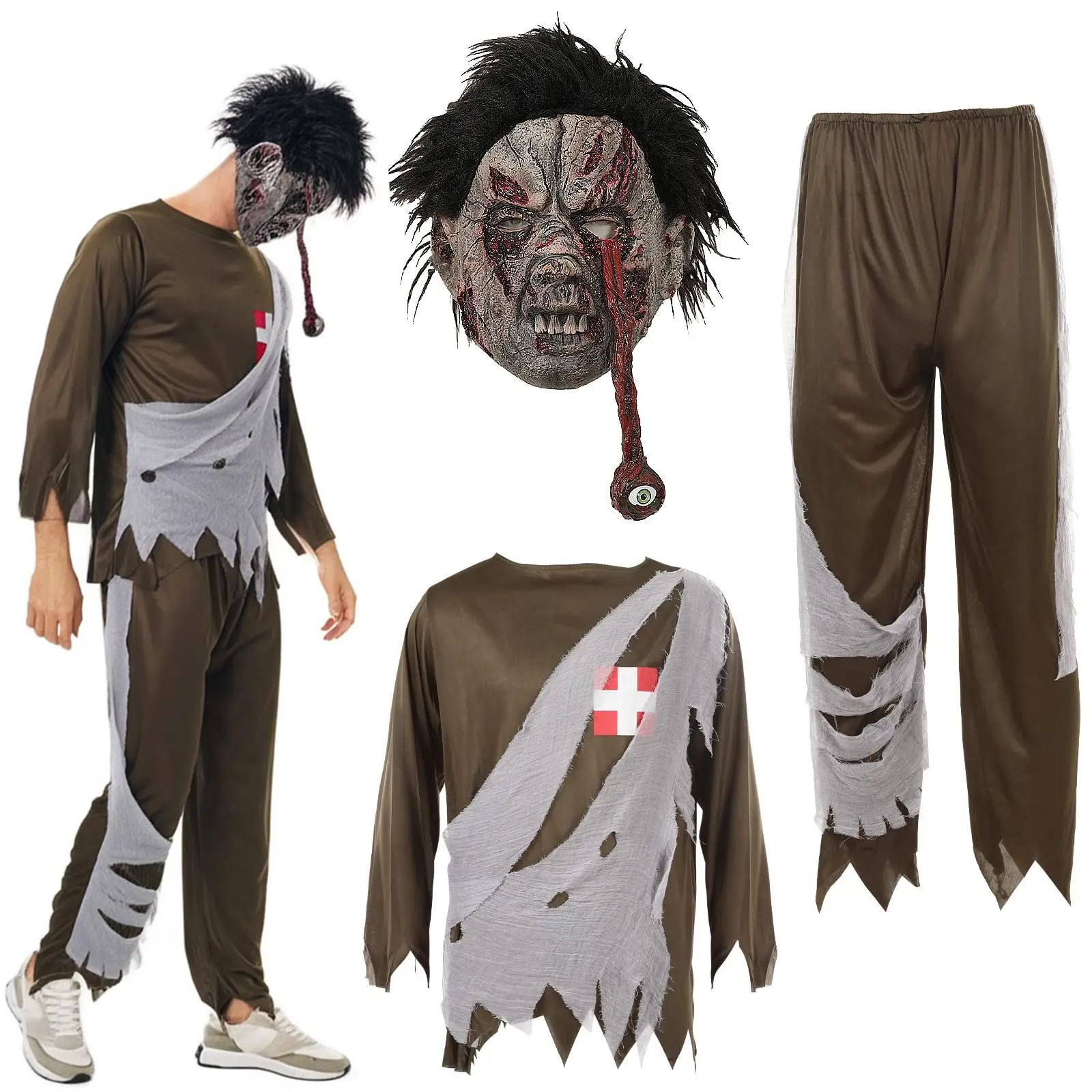 Zombie Costume Adult Scary Dead Outfit with Creepy Mask Shirt Pants Men Women for Halloween Fancy Dress
Zombie Costume Adult Scary Dead Outfit with Creepy Mask Shirt Pants Men Women for Halloween Fancy Dress