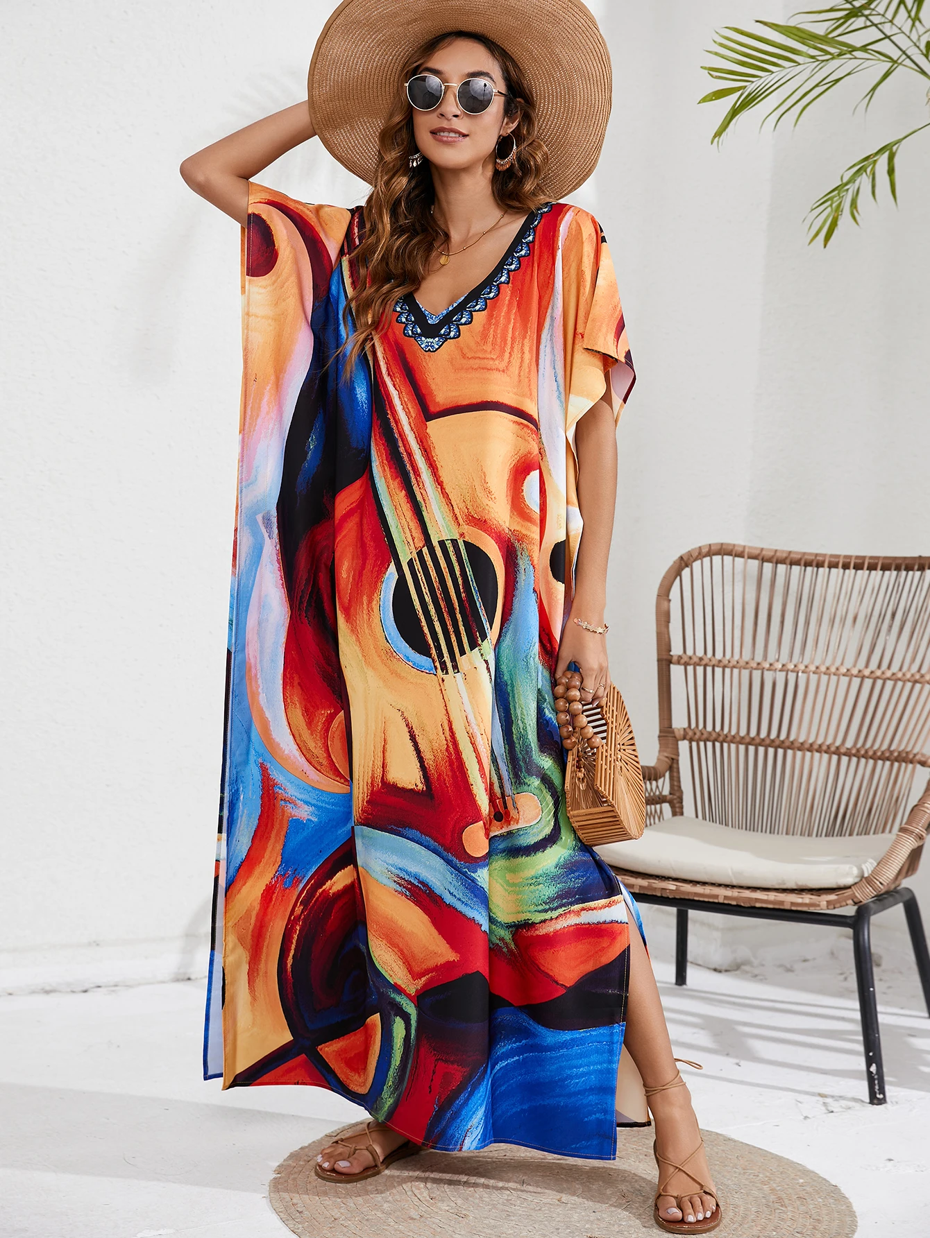 Women's Ethnic Printed Bohemian Beach Kaftan Casual Vacation Cover Up Dress
Women's Ethnic Printed Bohemian Beach Kaftan Casual Vacation Cover Up Dress