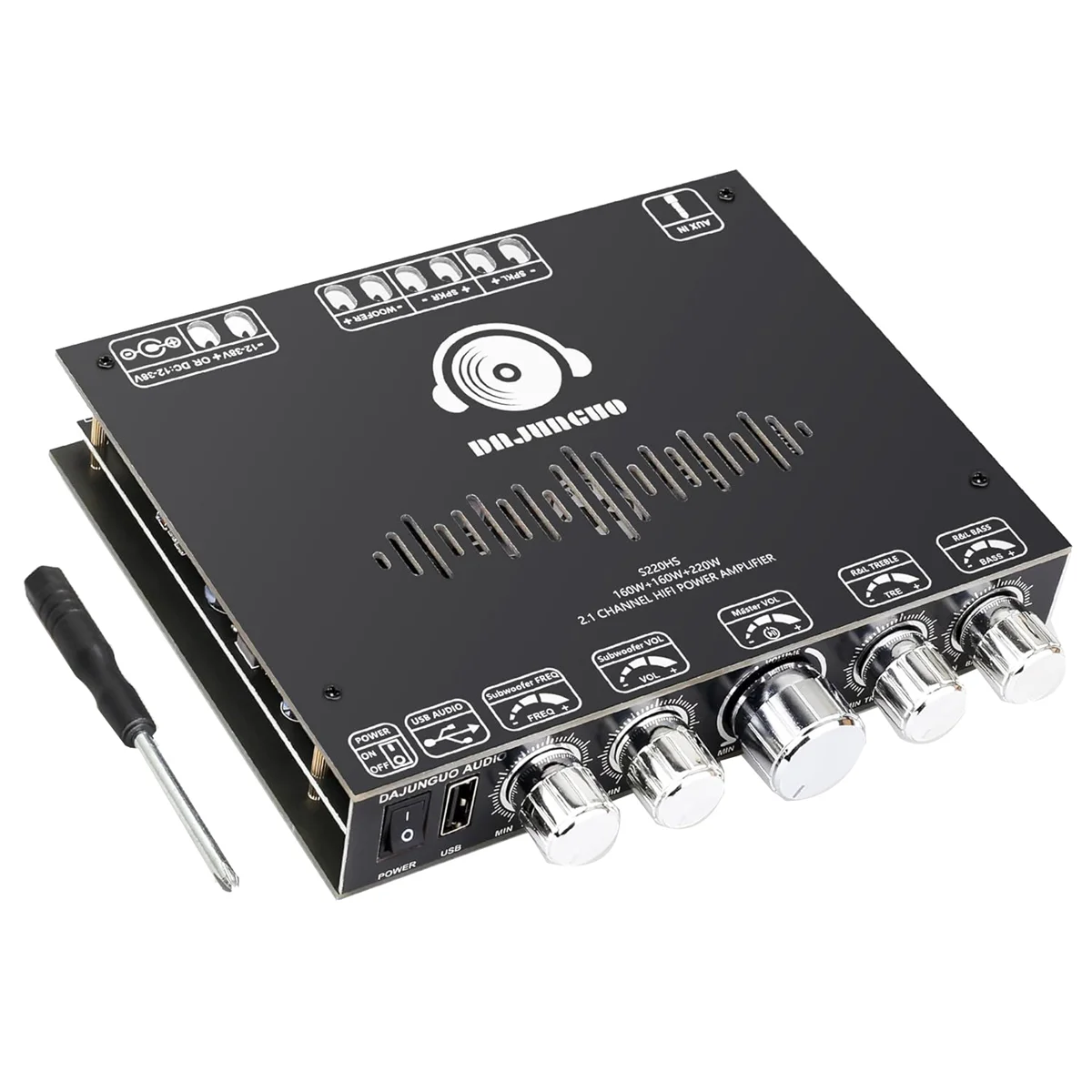 Y06A S220HS Плата усилителя мощности Bluetooth, 2,1-канальный TDA7498E 160 Втx2 + 220 Вт, модуль усилителя мощности звука 12 В-38 В
Y06A S220HS Плата усилителя мощности Bluetooth, 2,1-канальный TDA7498E 160 Втx2 + 220 Вт, модуль усилителя мощности звука 12 В-38 В