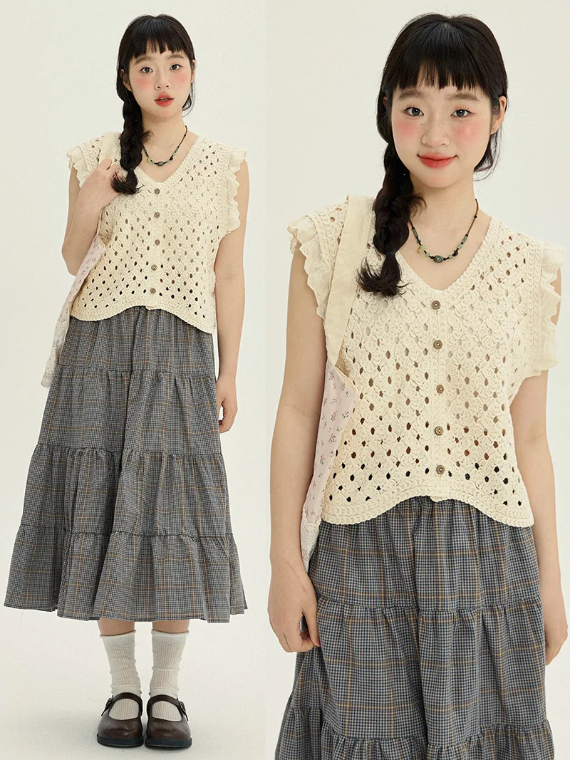 VOUSALME Summer ort Vest Women's Outdoor Wear Knitted Hollow Casual Design Versatile Top for Young Women Straight Cut
VOUSALME Summer ort Vest Women's Outdoor Wear Knitted Hollow Casual Design Versatile Top for Young Women Straight Cut