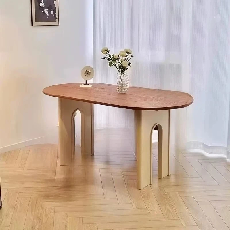 Wabi Sand Cream Wind Solid Wood Dining Table Creative Log Oval Household Simple Dining Table 
Wabi Sand Cream Wind Solid Wood Dining Table Creative Log Oval Household Simple Dining Table