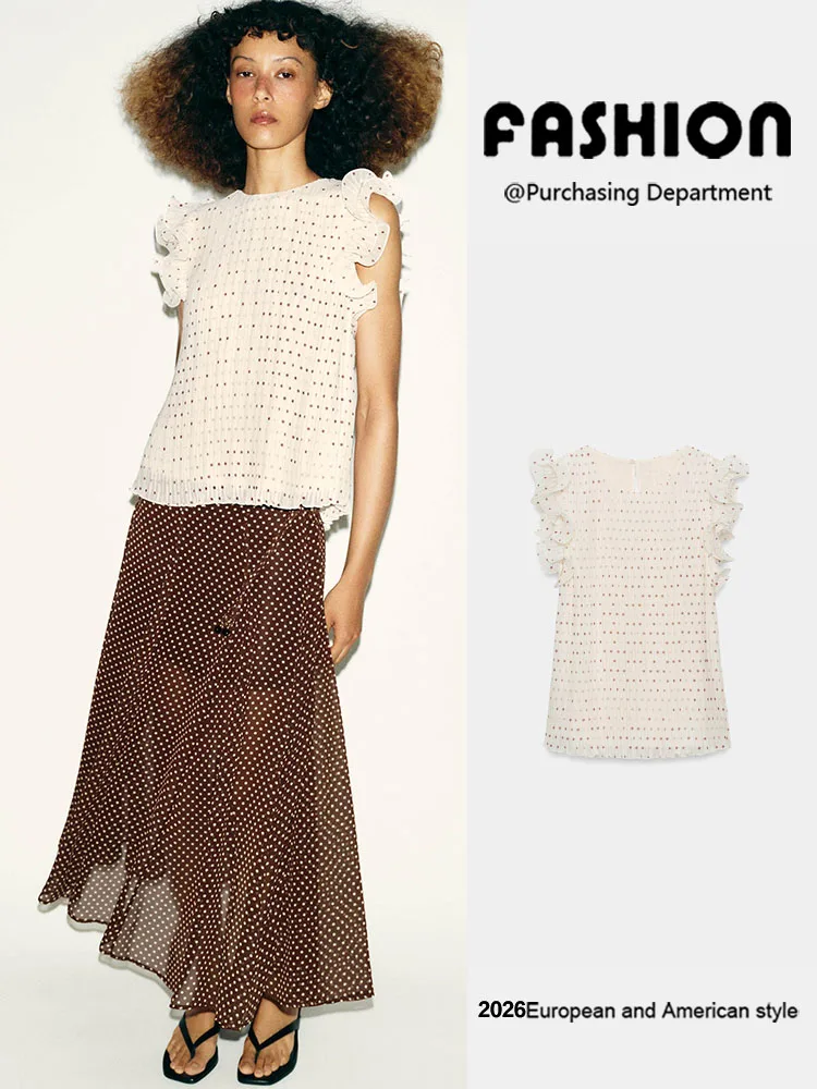 Summer New Women's Sleeveless round Neck Polka Dot Pleated Lace Sleeve Top Versatile Fashionable Chinese Style Blouse
Summer New Women's Sleeveless round Neck Polka Dot Pleated Lace Sleeve Top Versatile Fashionable Chinese Style Blouse