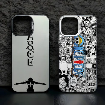 Japanese One Piece Logo Art For Apple iPhone 15 14 13 12 11 8 7 XS XR X Pro Max Plus Colorful Silver Cover Phone Case