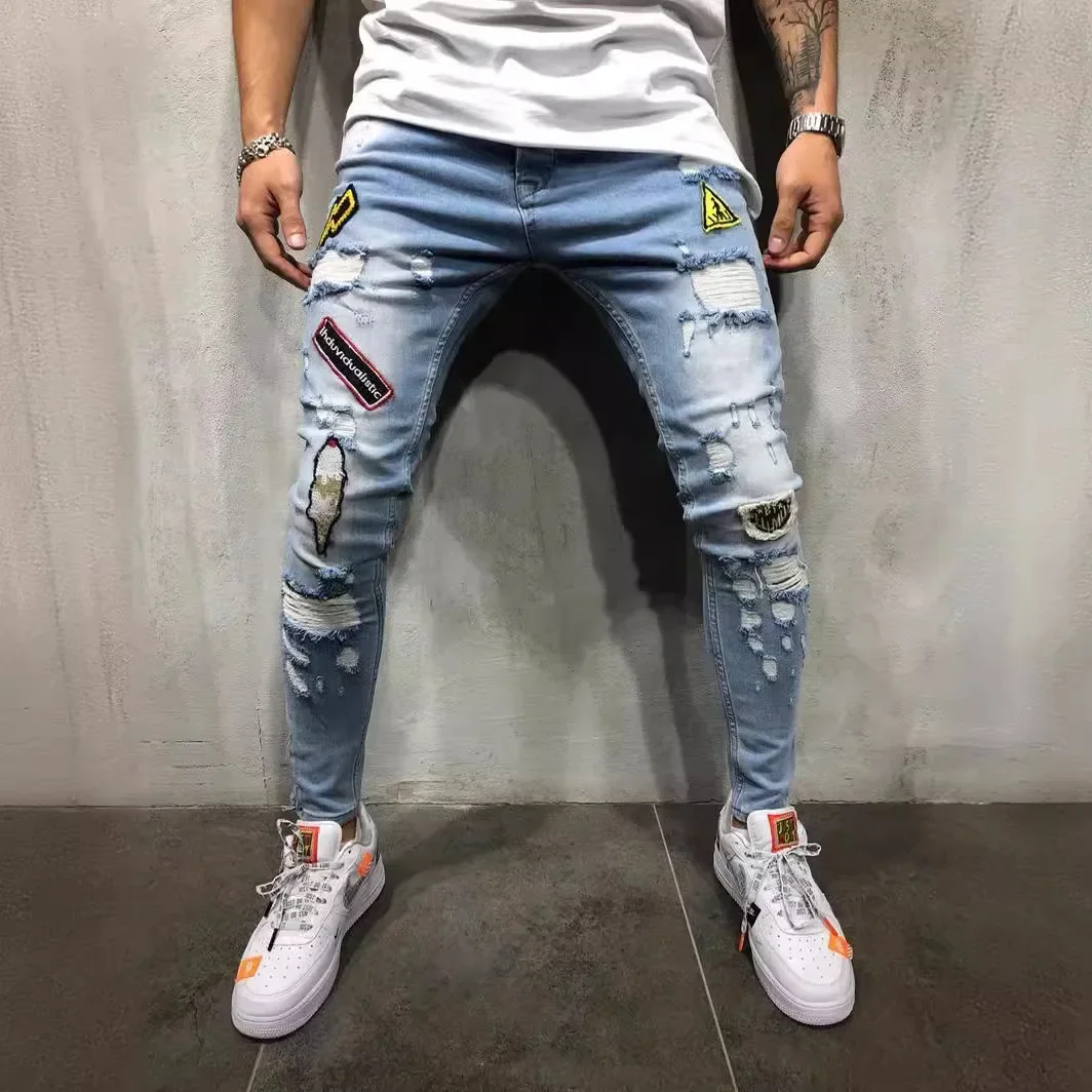 European and American Best-selling Men's Hip Hop High-End Slim-Fit Ripped Slim-Fit Pants, New Style Micro-Badge Slim-Fit Jeans
European and American Best-selling Men's Hip Hop High-End Slim-Fit Ripped Slim-Fit Pants, New Style Micro-Badge Slim-Fit Jeans