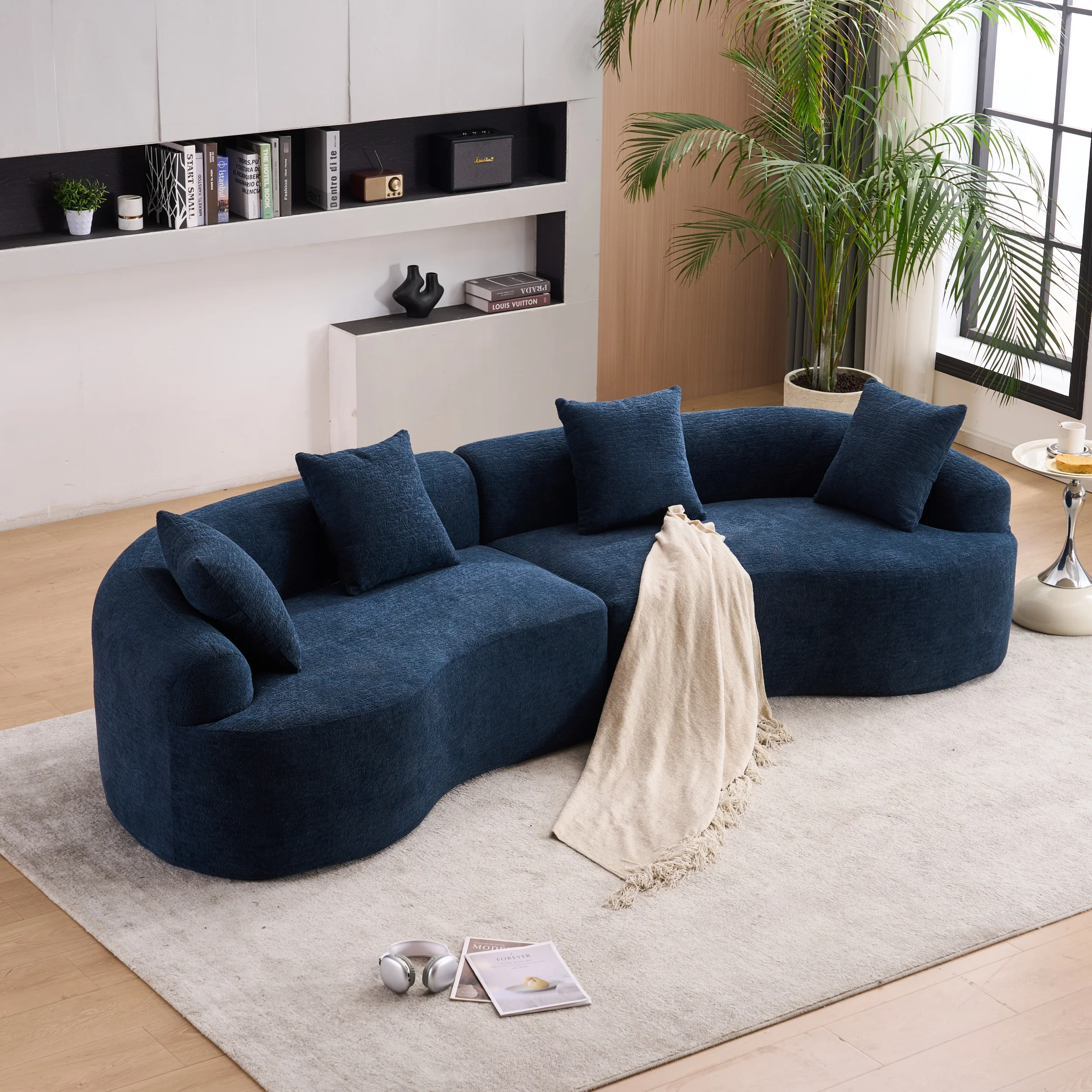 Compression Sponge Sofa Navy Blue Curved Modular Sectional 30D High-Density Chenille Sleeper Couch for Apartment Living Room
Compression Sponge Sofa Navy Blue Curved Modular Sectional 30D High-Density Chenille Sleeper Couch for Apartment Living Room