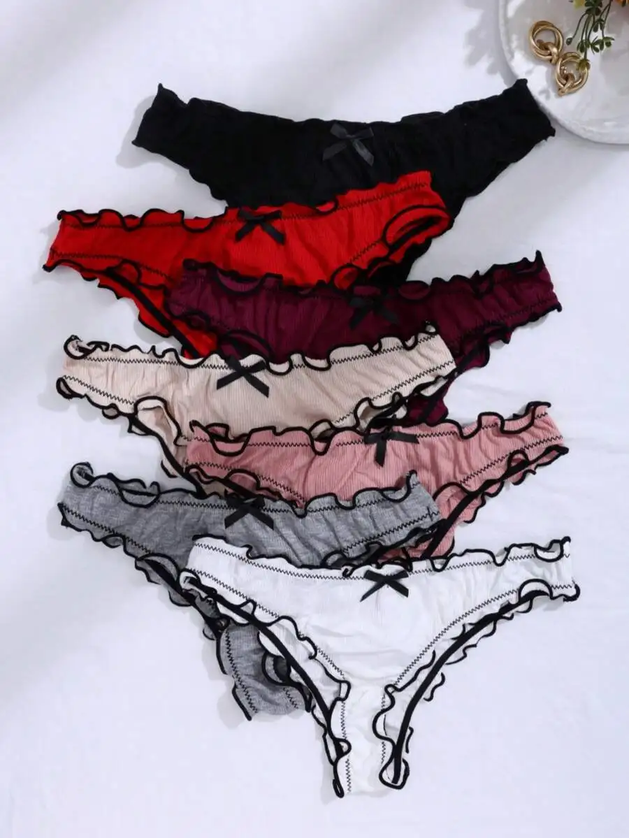 7pcs/Set Women Casual Briefs, Bowknot & Ruffle Edge Decor, Suitable For Daily Wear
7pcs/Set Women Casual Briefs, Bowknot & Ruffle Edge Decor, Suitable For Daily Wear