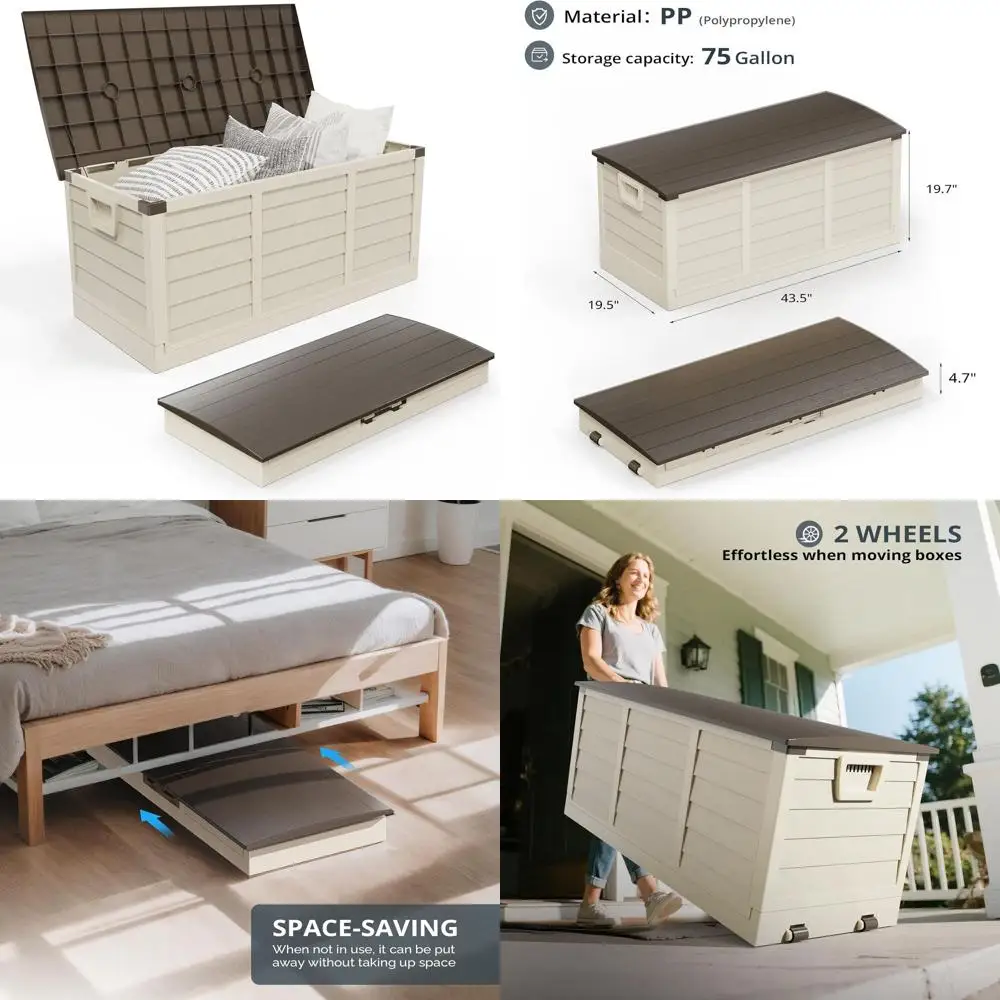 Складной ящик для хранения на открытом воздухе объемом 75 галлонов с крышкой, прочный пластиковый контейнер для сада, бассейна, балкона, двора (коричневый)
Складной ящик для хранения на открытом воздухе объемом 75 галлонов с крышкой, прочный пластиковый контейнер для сада, бассейна, балкона, двора (коричневый)