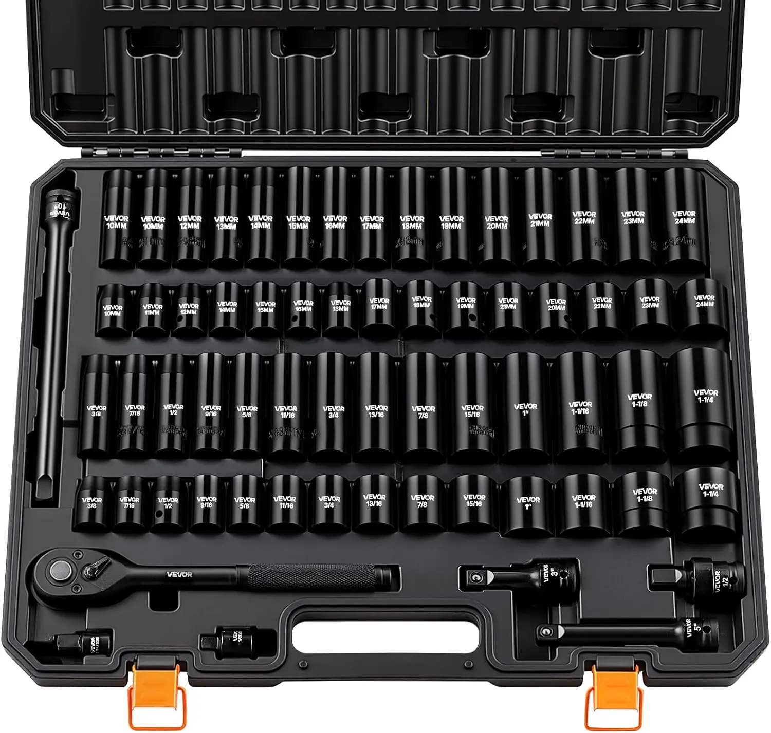 1/2" Drive Impact Socket Set, 65 Piece Socket Set SAE 3/8" to 1-1/4" and Metric 10-24mm, 6 Point Cr-V Alloy Steel for Auto Repai
1/2" Drive Impact Socket Set, 65 Piece Socket Set SAE 3/8" to 1-1/4" and Metric 10-24mm, 6 Point Cr-V Alloy Steel for Auto Repai