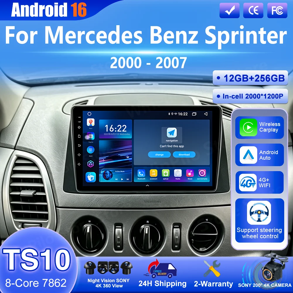 Android 16 Navigation GPS For Mercedes Benz Sprinter 2000 - 2007 Auto Carpaly Multimedia Video Player Car DVD car accessories 4G
Android 16 Navigation GPS For Mercedes Benz Sprinter 2000 - 2007 Auto Carpaly Multimedia Video Player Car DVD car accessories 4G