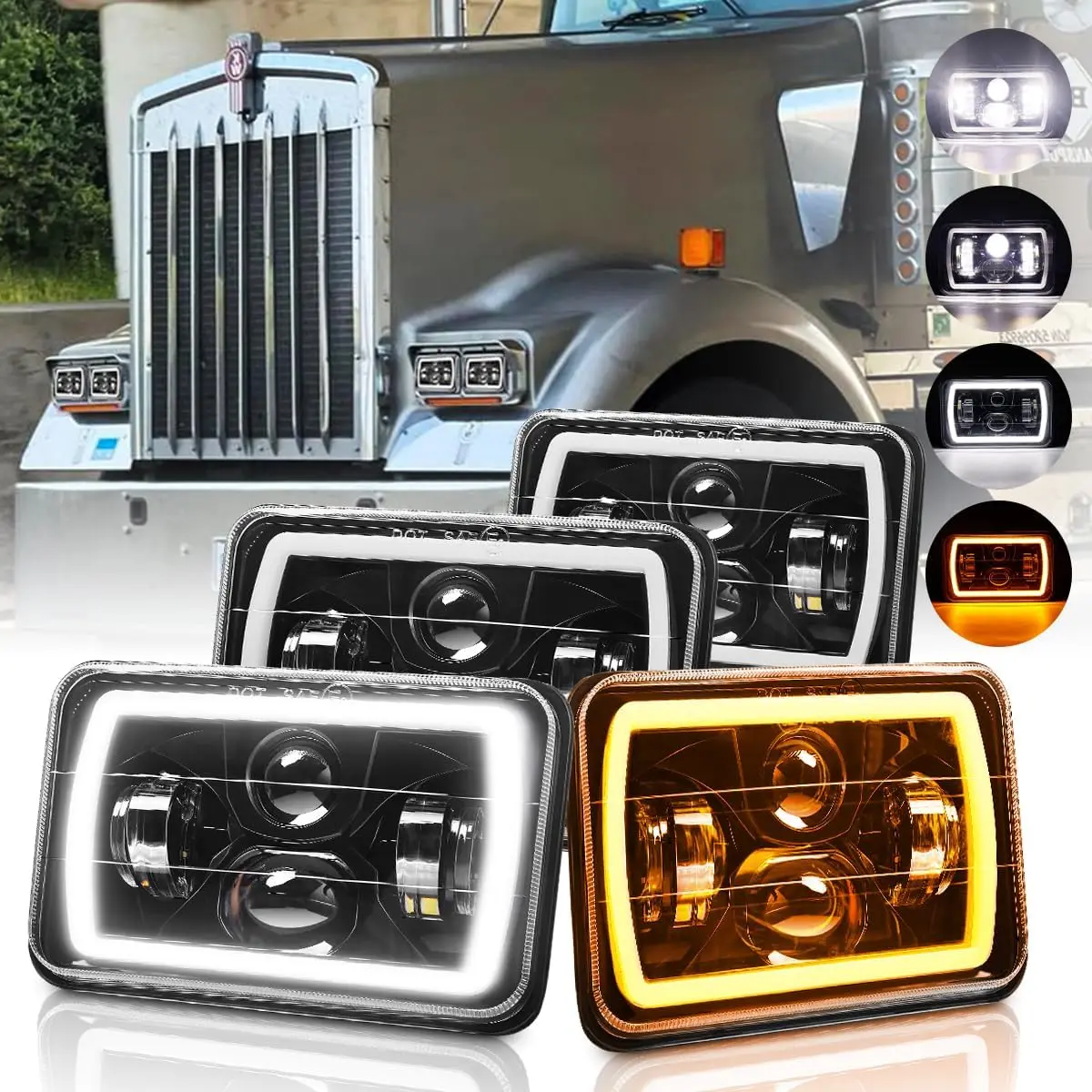 4x6 В светодиодных фар дальнего ближнего света 4 шт. с белыми/янтарными DRL Halo Поворотник Прямоугольная светодиодная фара с H4651 H4652 H4656
4x6 В светодиодных фар дальнего ближнего света 4 шт. с белыми/янтарными DRL Halo Поворотник Прямоугольная светодиодная фара с H4651 H4652 H4656