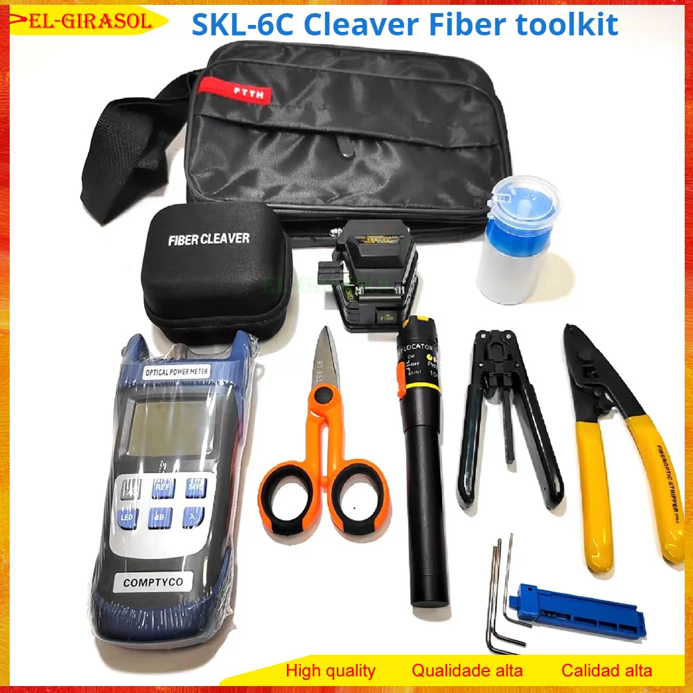Original 16pcs/set Fiber Optic Tool Kit with SKL-6C Fiber Cleaver and -70~+10dBm Optical Power Meter 10MW VFL FTTH fibra optica
Original 16pcs/set Fiber Optic Tool Kit with SKL-6C Fiber Cleaver and -70~+10dBm Optical Power Meter 10MW VFL FTTH fibra optica