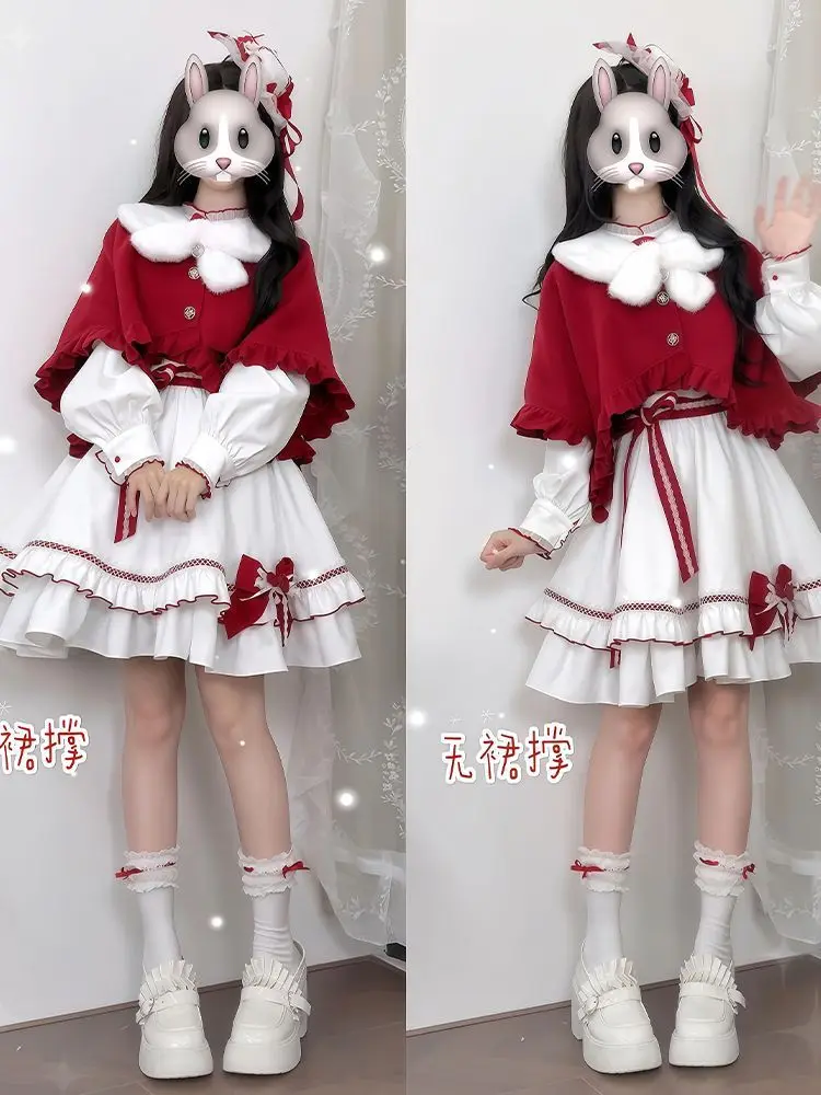 Japan Cute And Sweet Style Cape Dress Contrasting Color New Year'S Day Suit 2026 New
Japan Cute And Sweet Style Cape Dress Contrasting Color New Year'S Day Suit 2026 New