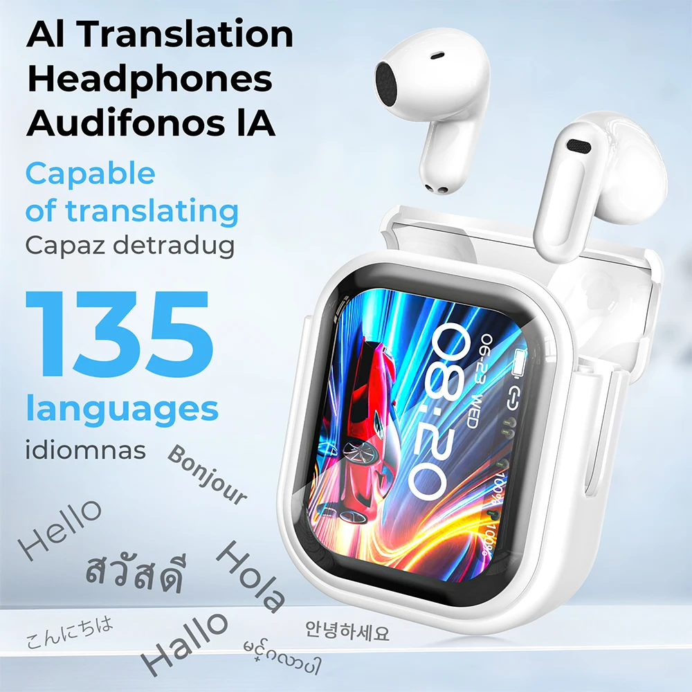 Earphones Bluetooth HTC NE20 AI Translator TWS Sports In-Ear Earbud Smart LCD Screen HiFi Sound Noice Reduction High Quality
Earphones Bluetooth HTC NE20 AI Translator TWS Sports In-Ear Earbud Smart LCD Screen HiFi Sound Noice Reduction High Quality