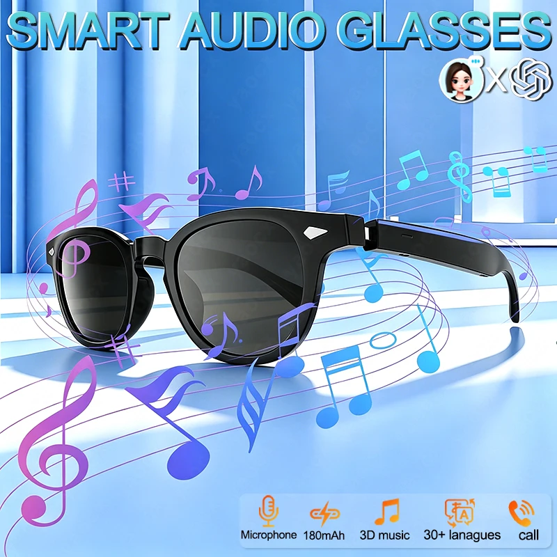 New Music AI intelligent Translation Glasses Headphones Wireless Bluetooth 6.0 Earphones Outdoor Sunglasses Headset Long Standby
New Music AI intelligent Translation Glasses Headphones Wireless Bluetooth 6.0 Earphones Outdoor Sunglasses Headset Long Standby