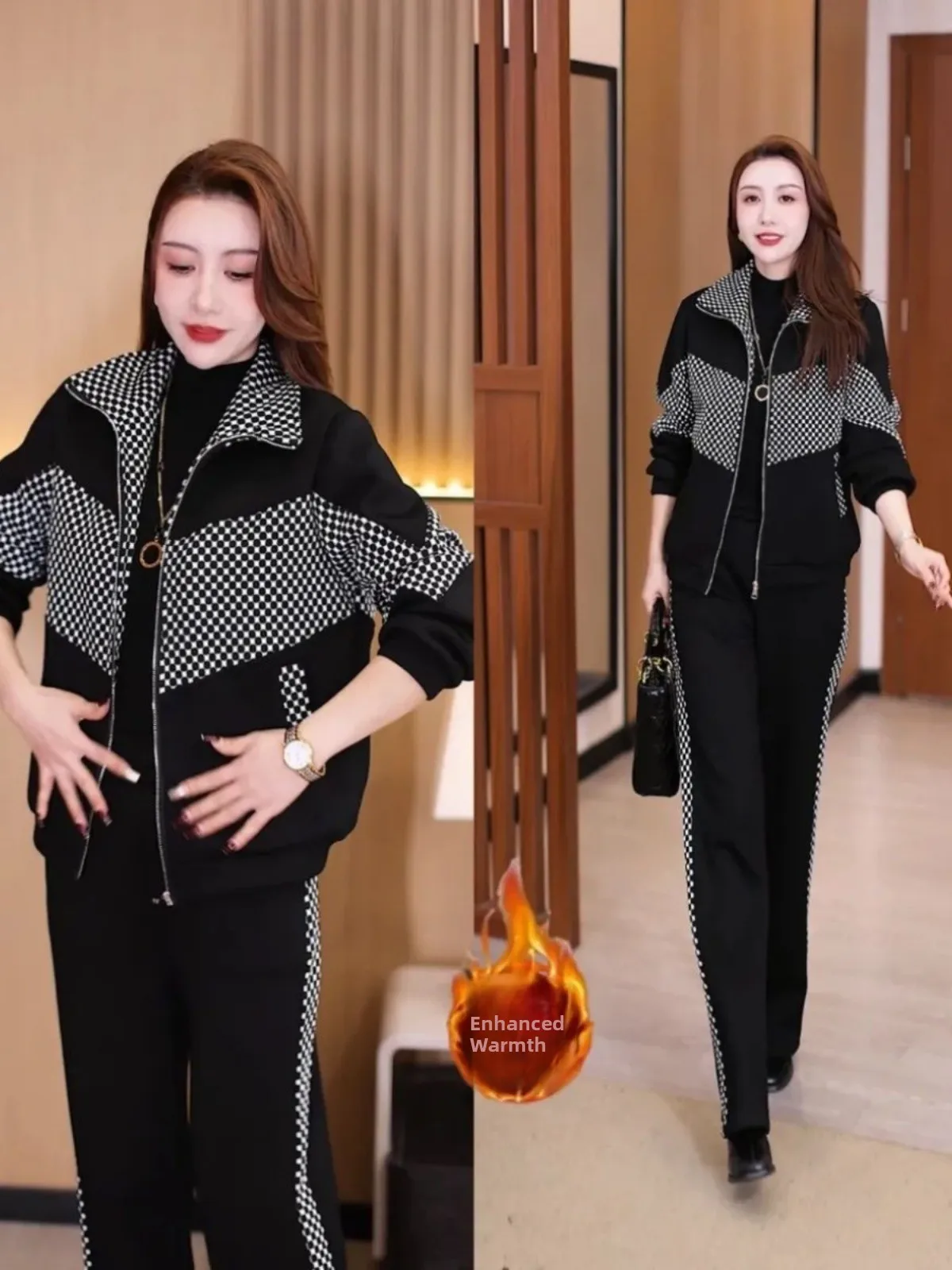 Thickened Fleece Casual Sportswear Set Women's Stand Collar Open Cardigan Wide Leg Pants Two Piece Set Fashionable Winter Outfit
Thickened Fleece Casual Sportswear Set Women's Stand Collar Open Cardigan Wide Leg Pants Two Piece Set Fashionable Winter Outfit