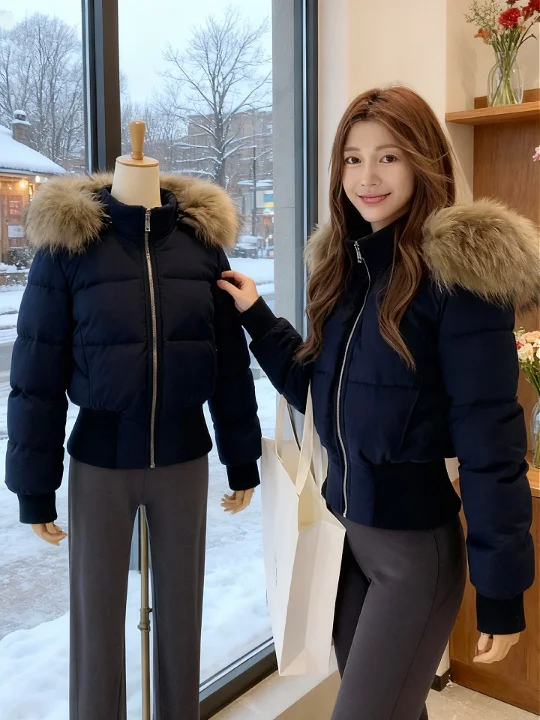 Korean Sle Long Sve Cotton Jaet Women's Zipper Fur Collar Hooded Slimming Winter Coat Commute Faion Straight Cut
Korean Sle Long Sve Cotton Jaet Women's Zipper Fur Collar Hooded Slimming Winter Coat Commute Faion Straight Cut