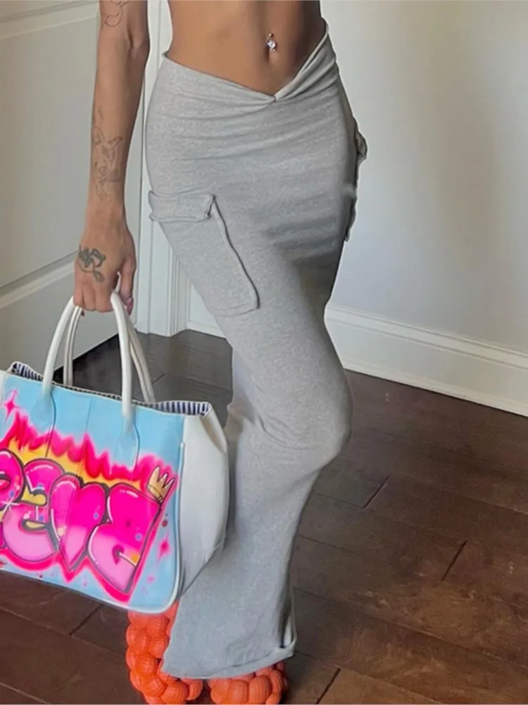Women Casual Slim High Waist Long Skirt Versatile Irregular Slit Gray A-lined Skirts With Pocket Female Fashion Daily Streetwear
Women Casual Slim High Waist Long Skirt Versatile Irregular Slit Gray A-lined Skirts With Pocket Female Fashion Daily Streetwear