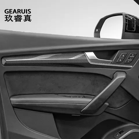 Klamka drzwi z włókna węglowego Rama Auto Listwa wewnętrzna Panel dekoracyjny Pokrywa Naklejka Wykończenie Dla Audi Q5 FY 2018-2024 Akcesoria samochodowe