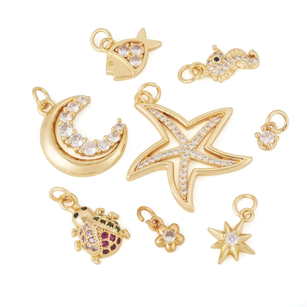 8Pcs Brass Micro Pave Cubic Zirconia Pendants Starfish Charm With Jump Rings For Necklace Bracelet Jewelry Making
8Pcs Brass Micro Pave Cubic Zirconia Pendants Starfish Charm With Jump Rings For Necklace Bracelet Jewelry Making