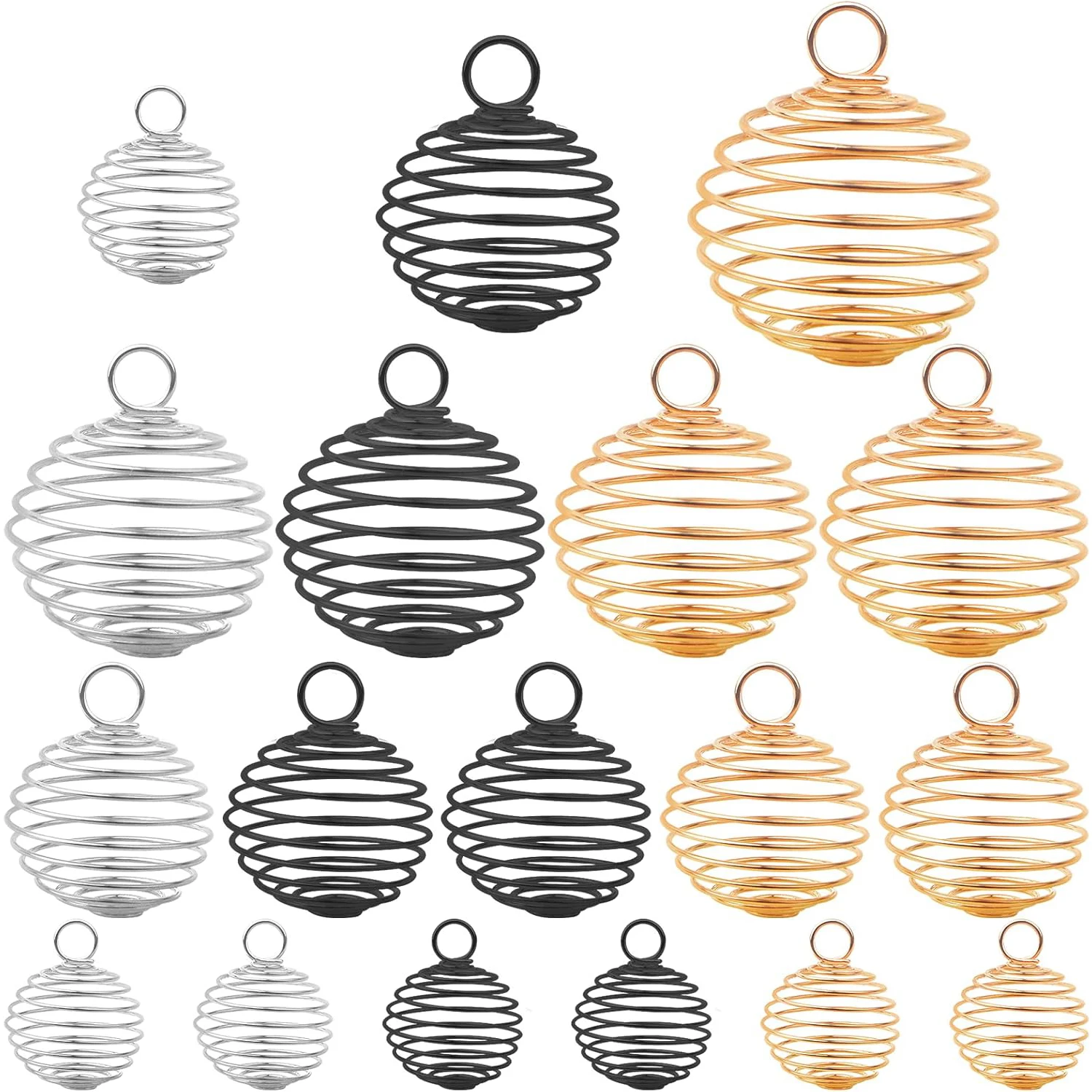 45pcs 3 Sizes Spring Ball Spiral Bead Cages Pendants Hollow Lantern Ball Spiral Charms Stone Holder Necklace Cage Pendants
45pcs 3 Sizes Spring Ball Spiral Bead Cages Pendants Hollow Lantern Ball Spiral Charms Stone Holder Necklace Cage Pendants